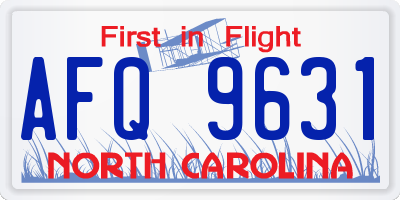 NC license plate AFQ9631
