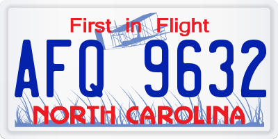 NC license plate AFQ9632