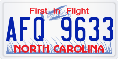 NC license plate AFQ9633