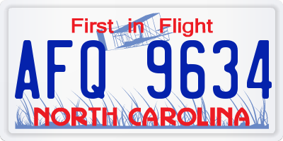 NC license plate AFQ9634