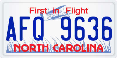 NC license plate AFQ9636