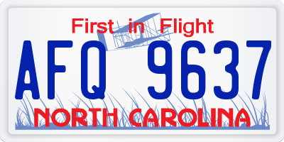 NC license plate AFQ9637