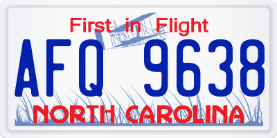 NC license plate AFQ9638