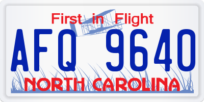 NC license plate AFQ9640