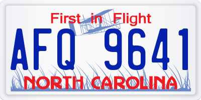 NC license plate AFQ9641
