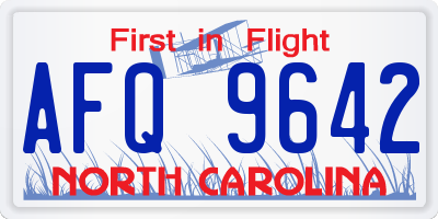 NC license plate AFQ9642