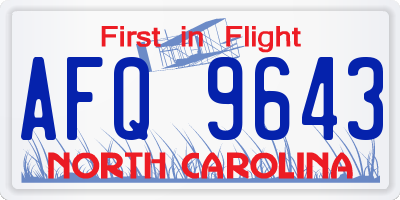 NC license plate AFQ9643