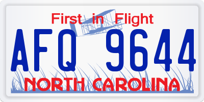 NC license plate AFQ9644