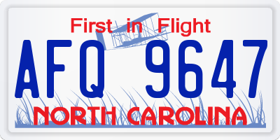 NC license plate AFQ9647