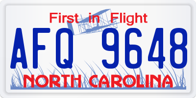 NC license plate AFQ9648