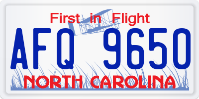 NC license plate AFQ9650