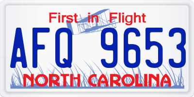 NC license plate AFQ9653