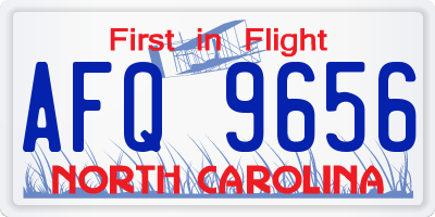 NC license plate AFQ9656