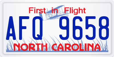 NC license plate AFQ9658