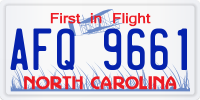 NC license plate AFQ9661