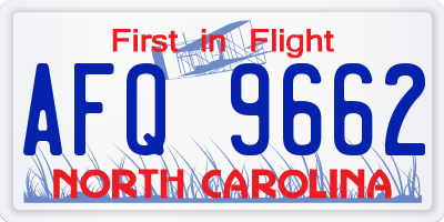 NC license plate AFQ9662