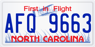 NC license plate AFQ9663