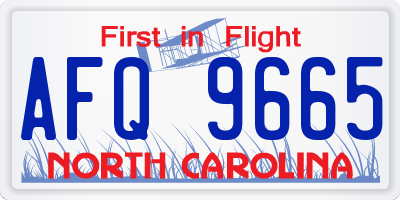 NC license plate AFQ9665