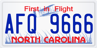 NC license plate AFQ9666
