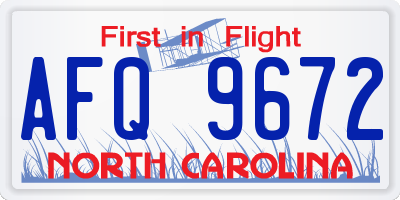 NC license plate AFQ9672