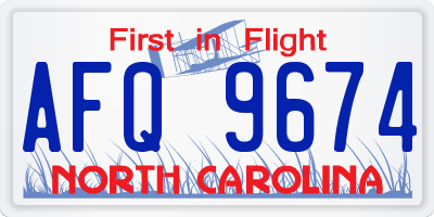 NC license plate AFQ9674