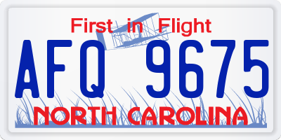NC license plate AFQ9675