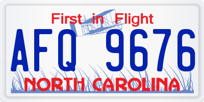 NC license plate AFQ9676