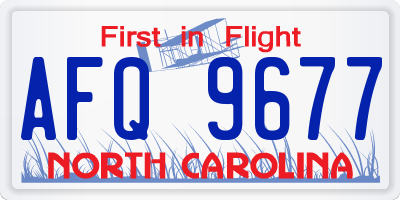 NC license plate AFQ9677