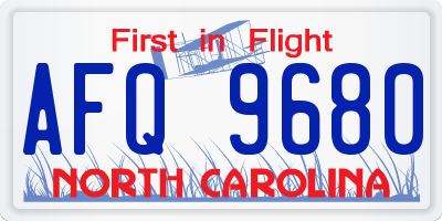 NC license plate AFQ9680