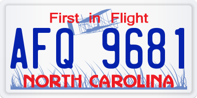 NC license plate AFQ9681