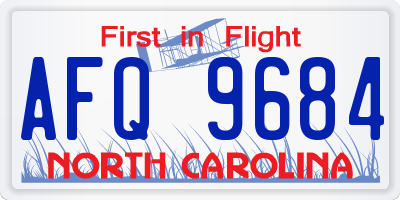 NC license plate AFQ9684