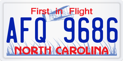 NC license plate AFQ9686