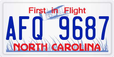 NC license plate AFQ9687