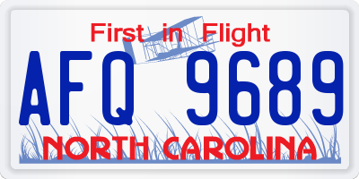 NC license plate AFQ9689