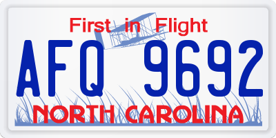 NC license plate AFQ9692