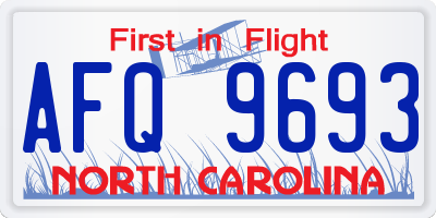 NC license plate AFQ9693