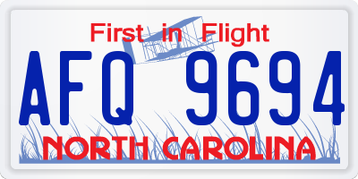 NC license plate AFQ9694