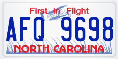 NC license plate AFQ9698