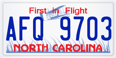 NC license plate AFQ9703