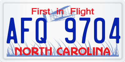 NC license plate AFQ9704