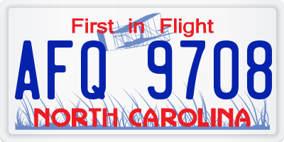 NC license plate AFQ9708