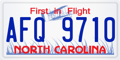 NC license plate AFQ9710