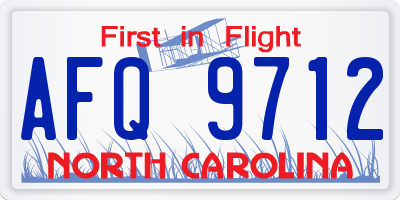 NC license plate AFQ9712
