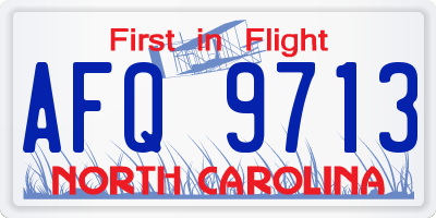 NC license plate AFQ9713