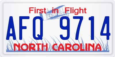 NC license plate AFQ9714
