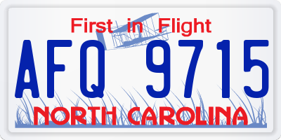 NC license plate AFQ9715