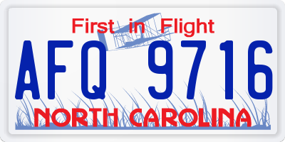 NC license plate AFQ9716