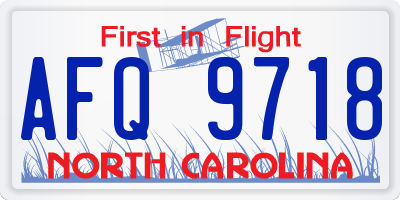 NC license plate AFQ9718