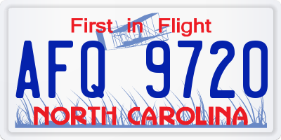 NC license plate AFQ9720