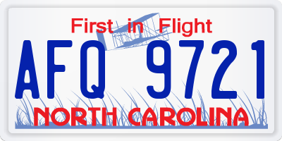 NC license plate AFQ9721